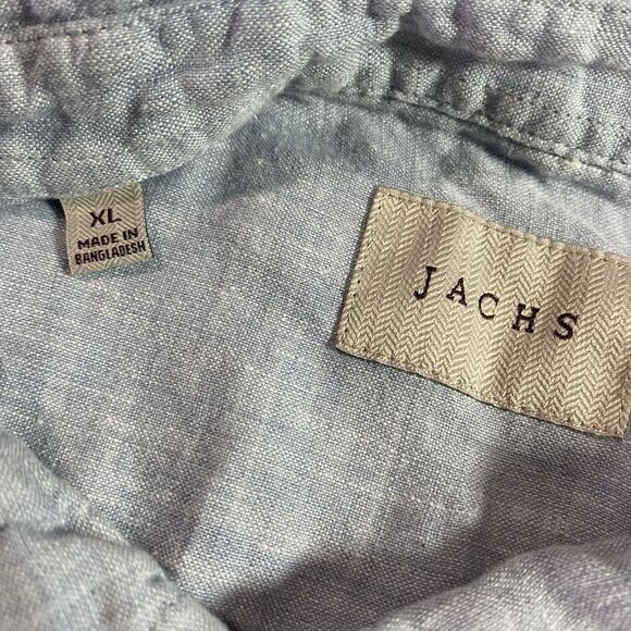JACHS 100% Linen Shirt Button Front Long Sleeve Blouse Womens XL Light Blue - Picture 4 of 9